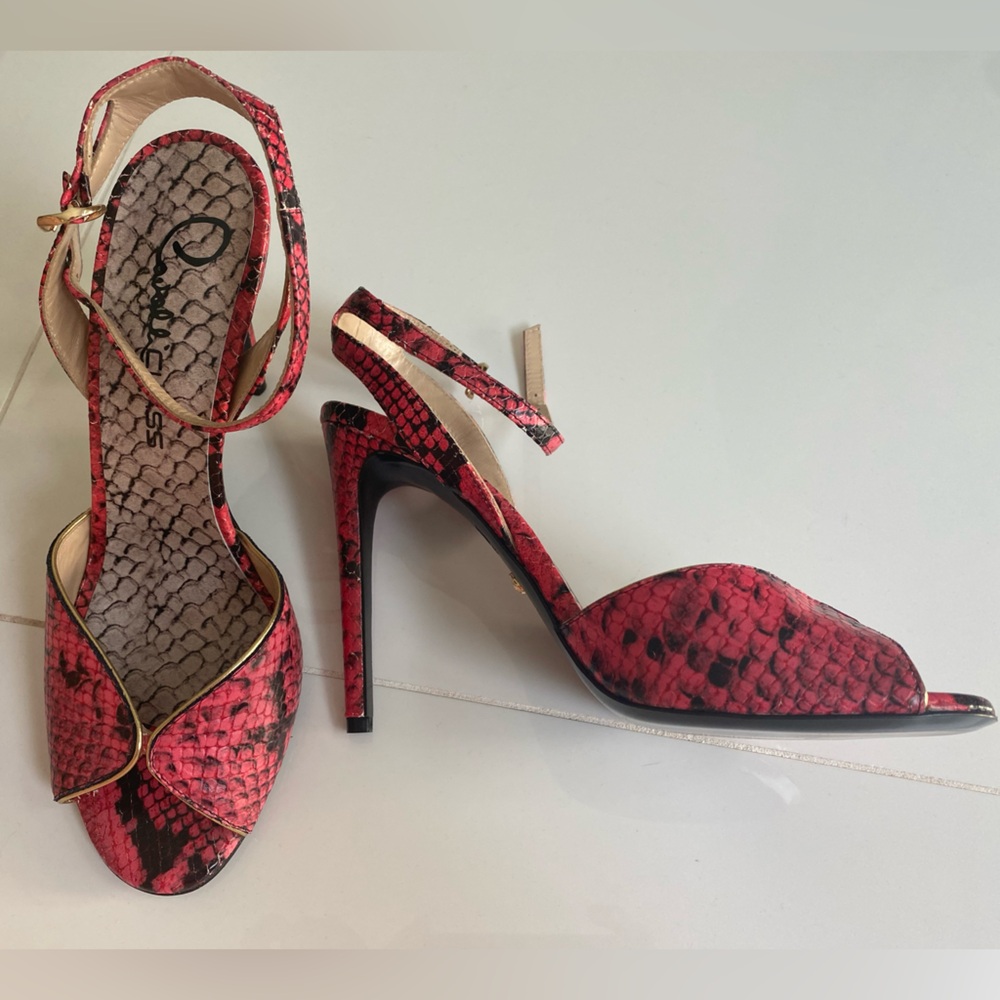 Cavalli Class Magenta Pink Stiletto Heels with Snakeskin Pattern